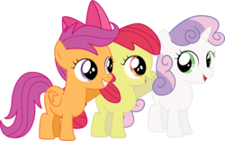 Size: 5000x3136 | Tagged: safe, artist:joey, apple bloom, scootaloo, sweetie belle, g4, cutie mark crusaders, simple background, transparent background, vector