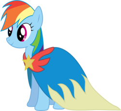 Size: 5454x5000 | Tagged: safe, artist:joey, rainbow dash, pegasus, pony, g4, secret of my excess, absurd resolution, cape, clothes, dress, female, mare, simple background, solo, taffeta cape, transparent background, vector