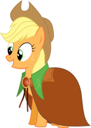 Size: 4000x5586 | Tagged: safe, artist:joey, applejack, earth pony, pony, g4, secret of my excess, absurd resolution, applejack's hat, cape, clothes, cowboy hat, female, hat, mare, simple background, solo, taffeta cape, transparent background, vector