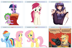 Size: 722x481 | Tagged: safe, fluttershy, princess luna, rainbow dash, roseluck, spike, twilight sparkle, g4, humanized, meta, s1 luna