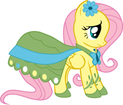 Size: 4000x3406 | Tagged: safe, artist:joey, fluttershy, pegasus, pony, g4, clothes, dress, female, flower, flower in hair, gala dress, simple background, solo, transparent background, vector