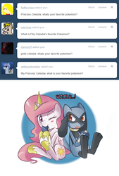 Size: 820x1214 | Tagged: safe, princess celestia, ask gamer luna, g4, crossover, pokémon