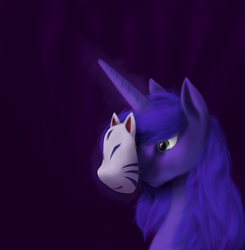 Size: 900x919 | Tagged: safe, artist:grayma1k, princess luna, alicorn, pony, g4, female, kitsune mask, myobu mask, solo