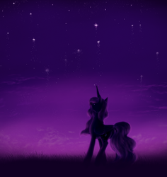 Size: 1010x1072 | Tagged: safe, artist:grayma1k, princess luna, alicorn, pony, g4, female, solo, stars, twilight (astronomy)