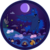 Size: 1511x1511 | Tagged: safe, artist:grayma1k, princess luna, oc, alicorn, earth pony, pegasus, pony, unicorn, g4, book, candle, canterlot, circle, cloud, cloudy, eyes closed, flying, leaves, moon, mountain, night, rainbow, shooting star, sleeping, stars, sun, text