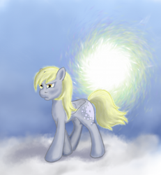 Size: 800x865 | Tagged: safe, artist:grayma1k, derpy hooves, pegasus, pony, g4, cloud, female, mare, portal, solo