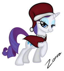 Size: 500x550 | Tagged: safe, artist:zonra, rarity, pony, g4, christmas, hat, holiday, santa hat, solo
