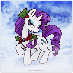 Size: 800x800 | Tagged: safe, artist:kiriska, rarity, pony, unicorn, g4, female, holly, mare, solo