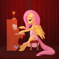 Size: 1368x1368 | Tagged: safe, artist:sparva, fluttershy, pony, g4, alternate cutie mark, female, musical instrument, piano, solo