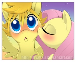 Size: 848x685 | Tagged: safe, artist:nyaasu, fluttershy, g4, crossover, crossover shipping, disney, female, kingdom hearts, kissing, male, ponified, shipping, straight, ventus