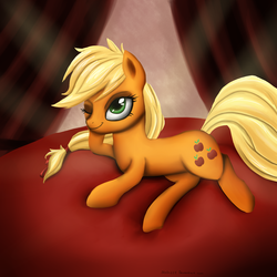 Size: 2000x2000 | Tagged: safe, artist:stein225, applejack, earth pony, pony, g4, female, high res, prone, solo, wink