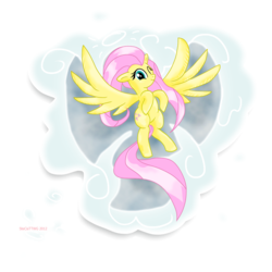 Size: 1940x1940 | Tagged: safe, artist:stec-corduroyroad, fluttershy, angel, pegasus, pony, g4, bashful, cloud, cute, female, fluttershy the angel, flying, pink, simple background, smiling, snow, snow angel, solo, transparent background, wings, wink, yellow
