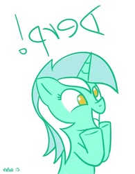 Size: 389x500 | Tagged: safe, artist:mcsadat, lyra heartstrings, pony, unicorn, ask lyra, g4, derp, female, no pupils, simple background, smiling, solo, white background