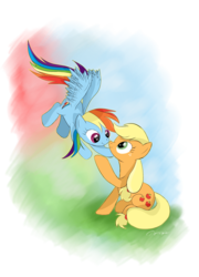 Size: 1800x2500 | Tagged: safe, artist:amethysthorn, applejack, rainbow dash, g4, female, lesbian, ship:appledash, shipping