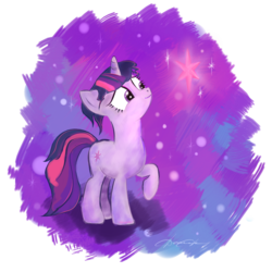 Size: 4100x4100 | Tagged: safe, artist:amethysthorn, twilight sparkle, pony, unicorn, g4, absurd resolution, female, mare, raised hoof, smiling, solo, unicorn twilight