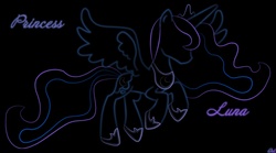 Size: 3827x2126 | Tagged: safe, artist:amethysthorn, princess luna, pony, g4, female, high res, lineart, solo