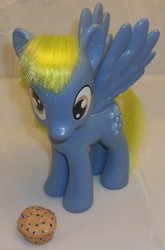 Size: 588x890 | Tagged: safe, artist:gryphyn-bloodheart, derpy hooves, pony, g4, customized toy, fashion style, irl, muffin, photo, solo, toy