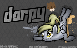 Size: 1920x1200 | Tagged: safe, artist:galaxyart, derpy hooves, pegasus, pony, fighting is magic, g4, female, food, mare, muffin, paint splatter, solo, style emulation
