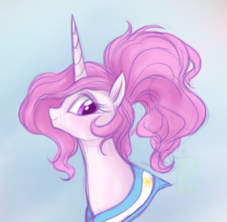 Size: 404x394 | Tagged: safe, artist:mn27, princess celestia, alicorn, pony, g4, alternate hairstyle, argentina, female, flag, pink-mane celestia, ponytail, smiling, solo, young, young celestia, younger