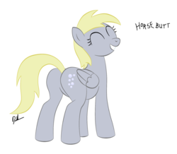 Size: 1816x1585 | Tagged: safe, artist:shadawg, derpy hooves, pegasus, pony, g4, bubble butt, butt, cutie mark, female, iron plot, mane, mare, plot, simple background, smiling, solo, tail, transparent background