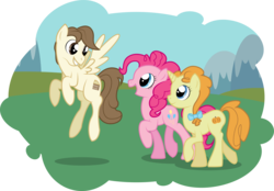 Size: 5667x3945 | Tagged: safe, artist:emkay-mlp, pinkie pie, pound cake, pumpkin cake, earth pony, pegasus, pony, unicorn, g4, adult, cake twins, older, older pound cake, older pumpkin cake, siblings, trio, twins