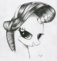 Size: 2129x2263 | Tagged: safe, artist:ayzuki, rarity, pony, g4, bust, female, grayscale, high res, monochrome, portrait, profile, solo, traditional art