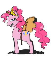 Size: 420x500 | Tagged: safe, pinkie pie, earth pony, pony, g4, cardboard, cosplay, female, mare, princess, simple background, solo, transparent background