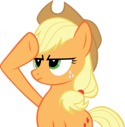 Size: 4249x4281 | Tagged: safe, artist:sircinnamon, edit, applejack, earth pony, pony, g4, absurd resolution, female, mare, rainbow dash salutes, recolor, salute, simple background, solo, transparent background, vector