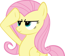Size: 4307x3703 | Tagged: safe, artist:sircinnamon, edit, fluttershy, pegasus, pony, g4, female, mare, rainbow dash salutes, recolor, salute, simple background, solo, transparent background, vector