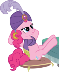 Size: 3540x4245 | Tagged: safe, artist:sircinnamon, pinkie pie, g4, it's about time, hooves on the table, madame pinkie, simple background, solo, transparent background, turban, vector