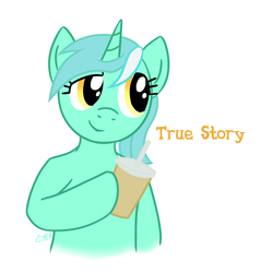 Size: 1500x1500 | Tagged: safe, artist:oomles, lyra heartstrings, pony, g4, meme, reaction image, solo, true story