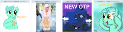 Size: 1056x275 | Tagged: safe, fluttershy, lyra heartstrings, princess luna, human, derpibooru, g4, cosplay, exploitable meme, human fetish, humie, irl, irl human, juxtaposition, juxtaposition win, meme, meta, otp, photo, true story