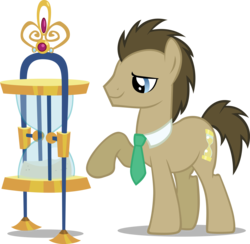 Size: 3895x3802 | Tagged: safe, artist:sircinnamon, doctor whooves, time turner, earth pony, pony, g4, the super speedy cider squeezy 6000, high res, hourglass, male, necktie, simple background, solo, stallion, transparent background, vector