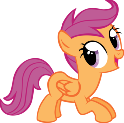 Size: 1883x1857 | Tagged: safe, artist:sircinnamon, scootaloo, pegasus, pony, g4, female, fun pose, open mouth, simple background, smiling, solo, transparent background, vector