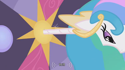 Size: 634x358 | Tagged: safe, edit, edited screencap, screencap, princess celestia, pony, g4, the return of harmony, caption, female, horn, mare, solo, text, youtube caption