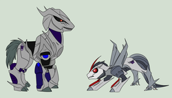 Size: 1000x572 | Tagged: safe, megatron, ponified, starscream, transformers, transformers prime