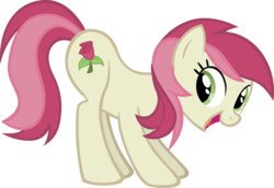 Size: 2307x1588 | Tagged: safe, artist:sircinnamon, roseluck, earth pony, pony, g4, ass up, female, fun pose, looking back, show accurate, simple background, solo, transparent background, vector