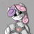 Size: 1024x1024 | Tagged: safe, artist:scramjet747, sweetie belle, pony, robot, robot pony, unicorn, g4, companion cube, female, filly, foal, gray background, hooves, horn, looking at you, portal (valve), simple background, smiling, smiling at you, solo, sweetie bot, sweetie bot replies, teeth, text