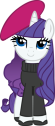 Size: 1075x2444 | Tagged: safe, artist:sircinnamon, rarity, pony, unicorn, g4, sweet and elite, beatnik rarity, beret, clothes, female, hat, simple background, solo, transparent background, vector