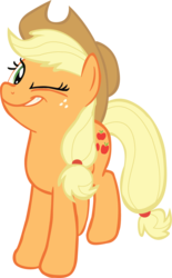 Size: 663x1069 | Tagged: safe, artist:sircinnamon, applejack, earth pony, pony, g4, the return of harmony, female, simple background, smiling, solo, transparent background, wink