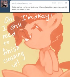 Size: 639x700 | Tagged: dead source, safe, artist:dhui, pinkie pie, ask tired pie, g4, moustache, tumblr