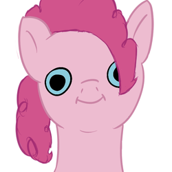 Size: 512x512 | Tagged: safe, pinkie pie, earth pony, pony, g4, :i, bust, female, looking at you, portrait, simple background, smiling, solo, wat, white background