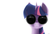 Size: 2850x1940 | Tagged: safe, artist:teknibaal, twilight sparkle, pony, unicorn, g4, backlighting, bust, female, goggles, looking at you, mare, morpheus, portrait, simple background, solo, sunglasses, the matrix, white background