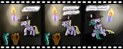 Size: 1500x600 | Tagged: safe, artist:osakaoji, dinky hooves, snake, g4, comic, indiana jones, parody