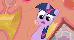 Size: 635x349 | Tagged: safe, screencap, twilight sparkle, pony, unicorn, g4, secret of my excess, hub logo, magic, picture, reaction image, telekinesis