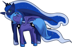 Size: 682x446 | Tagged: dead source, safe, artist:lupreia, princess luna, alicorn, pony, g4, dual persona, female, self ponidox, simple background, transparent background, woona