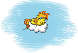 Size: 1160x792 | Tagged: safe, artist:kiyoshiii, spitfire, pegasus, pony, g4, cloud, goggles, lying on a cloud, on a cloud, simple background, sleeping, transparent background