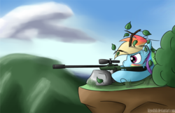 Size: 757x487 | Tagged: safe, artist:kiyoshiii, rainbow dash, pegasus, pony, g4, female, sniper, solo