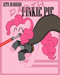 Size: 2008x2480 | Tagged: safe, artist:bouxn, pinkie pie, earth pony, pony, g4, clothes, costume, crossover, eyes closed, female, high res, mouth hold, solo, star wars, weapon