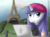 Size: 600x442 | Tagged: safe, artist:kiyoshiii, rarity, pony, unicorn, g4, beatnik rarity, beret, clothes, coffee, computer, eiffel tower, france, hat, laptop computer, paris, solo, sweater